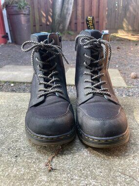 Dr Martens black nylon canvas lace-up combat boots size 38 EU / 6 men / 7 womens